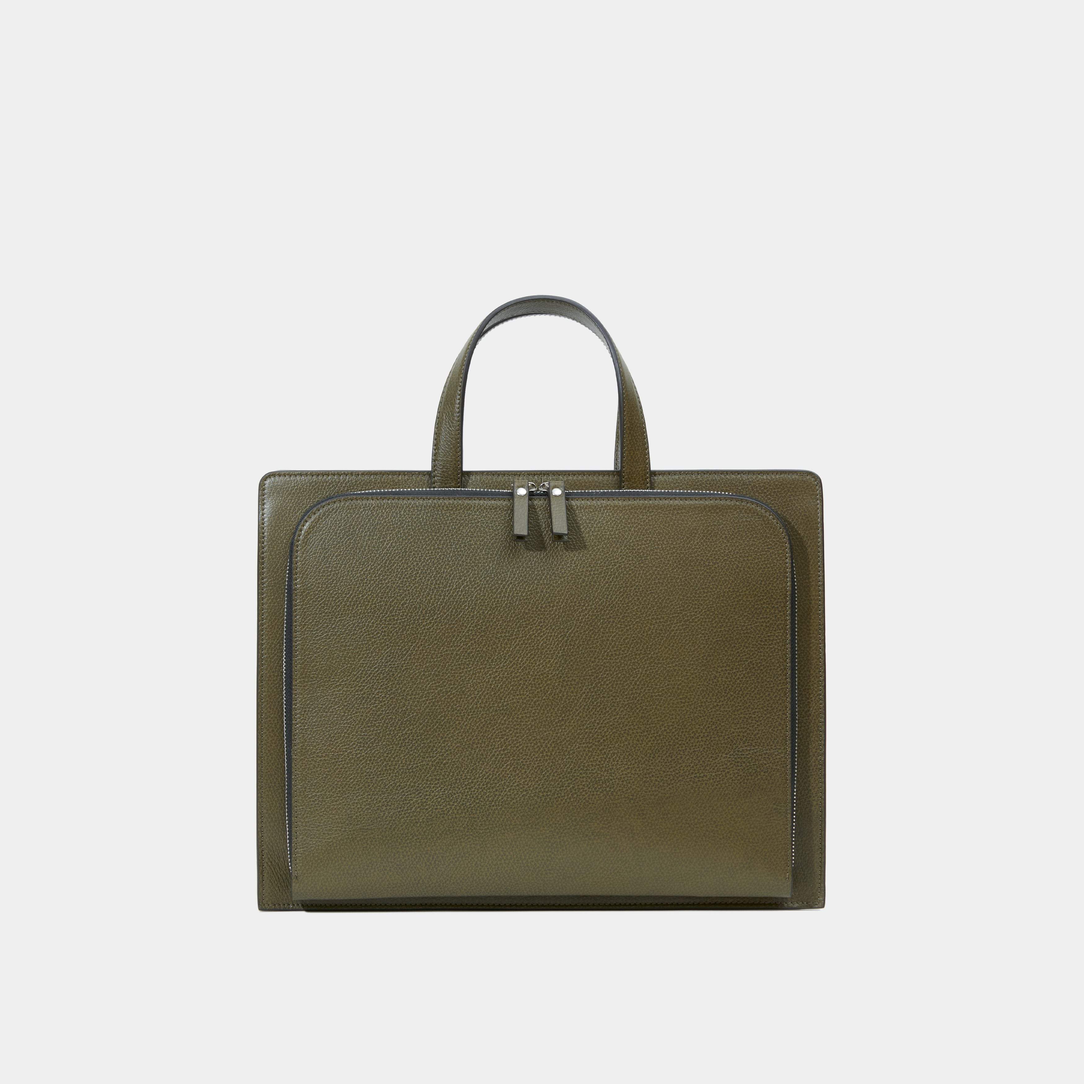 Le Nouveau Cartable - Léo et Violette #khaki_pebbled_leather