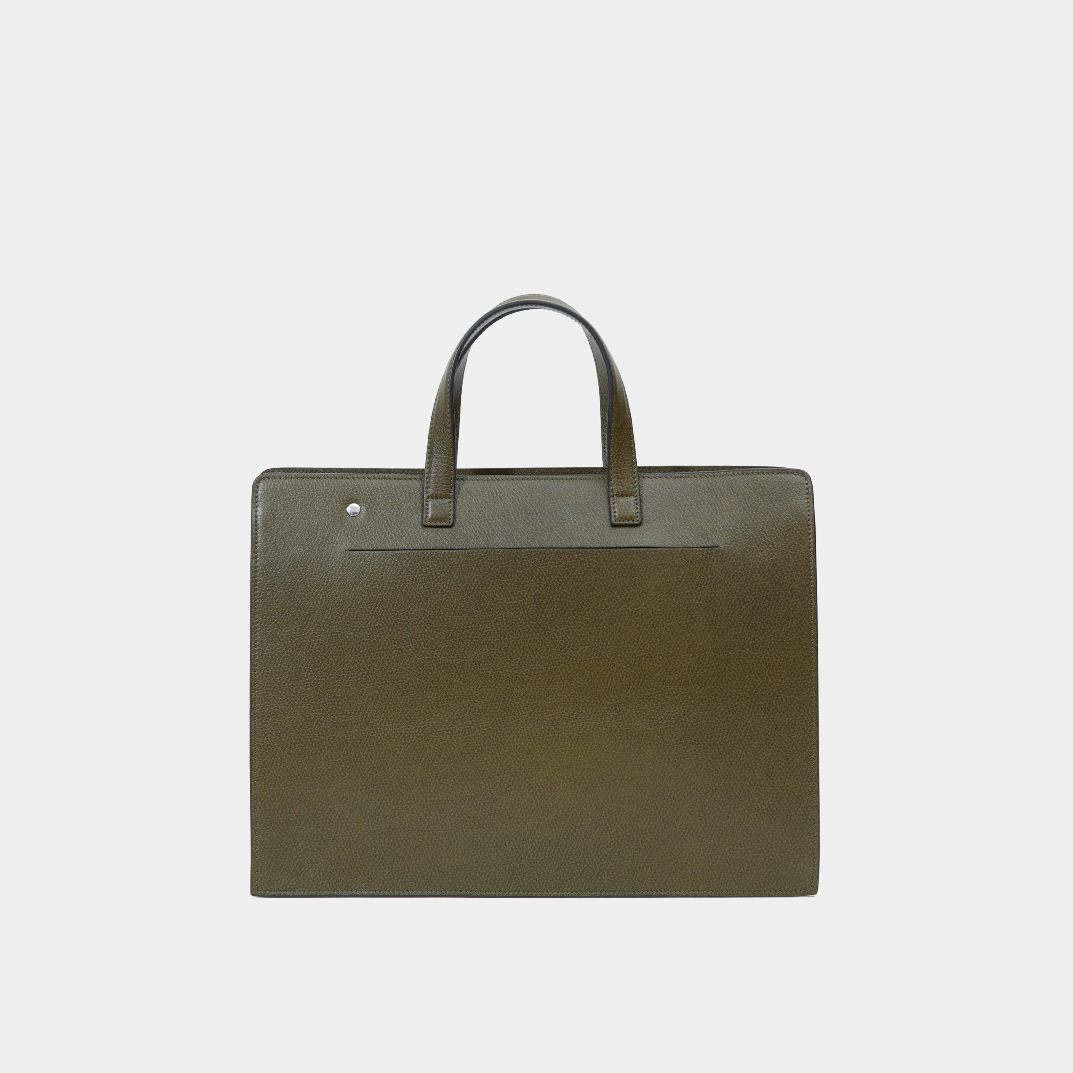 Le Nouveau Cartable - Léo et Violette #khaki_pebbled_leather