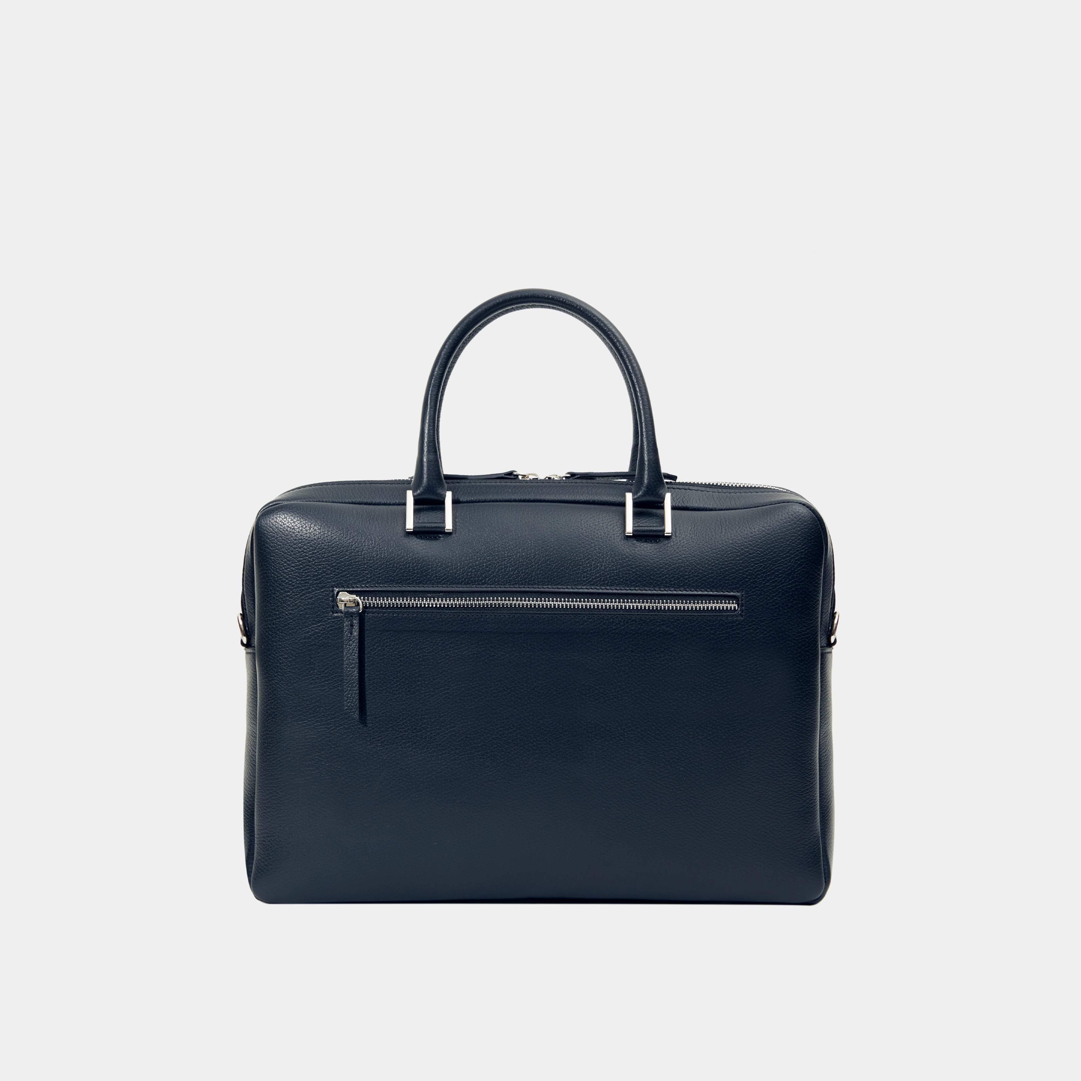 Le Slim Briefcase - Léo et Violette #blue_pebbled_leather