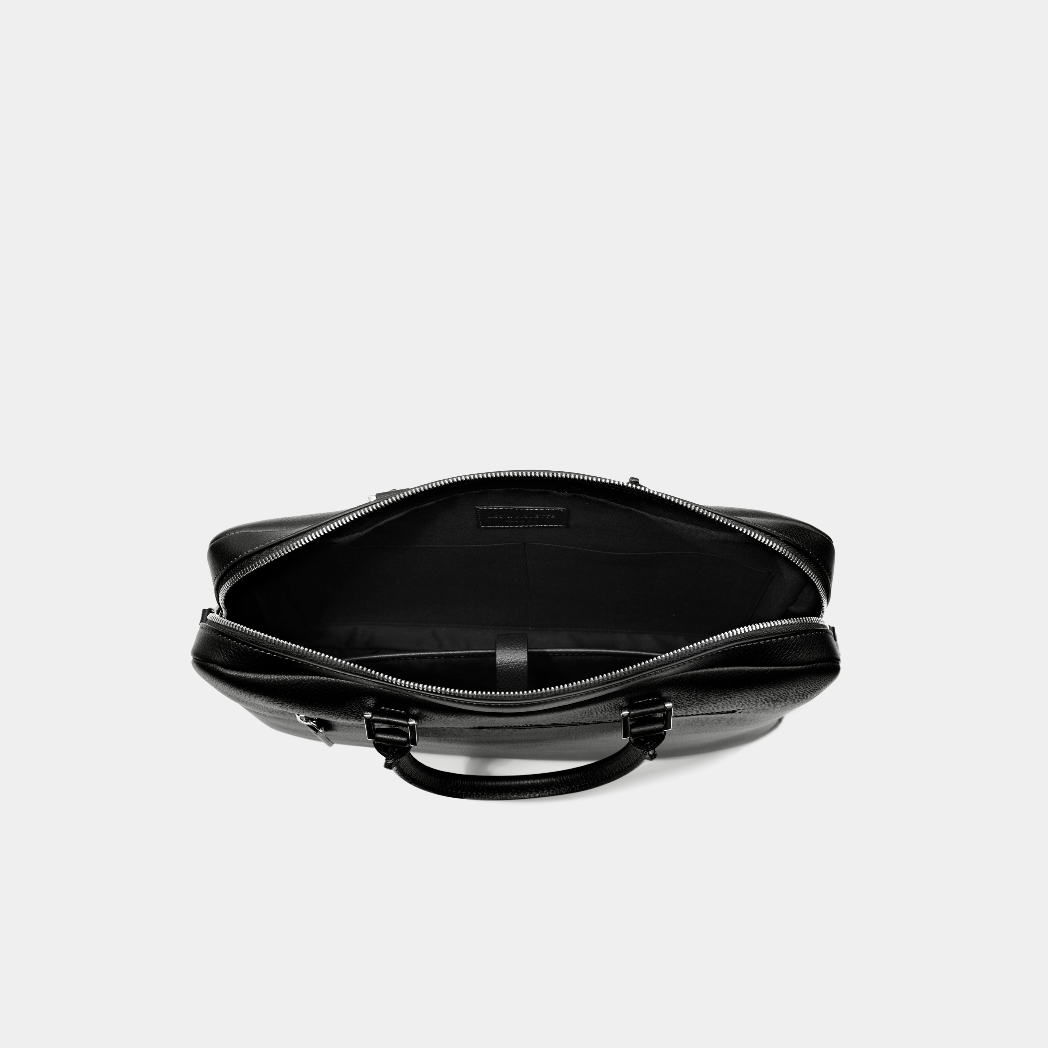 Le Slim Briefcase - Léo et Violette #black_pebbled_leather