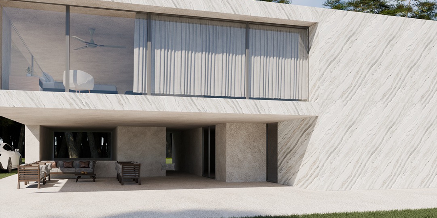 Modern Australian home with stone veneer feature wall