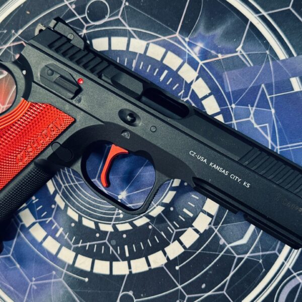 Custom KJ Works CZ Shadow 2 Gel Blaster - Red Short Grip + Mag Well Flare